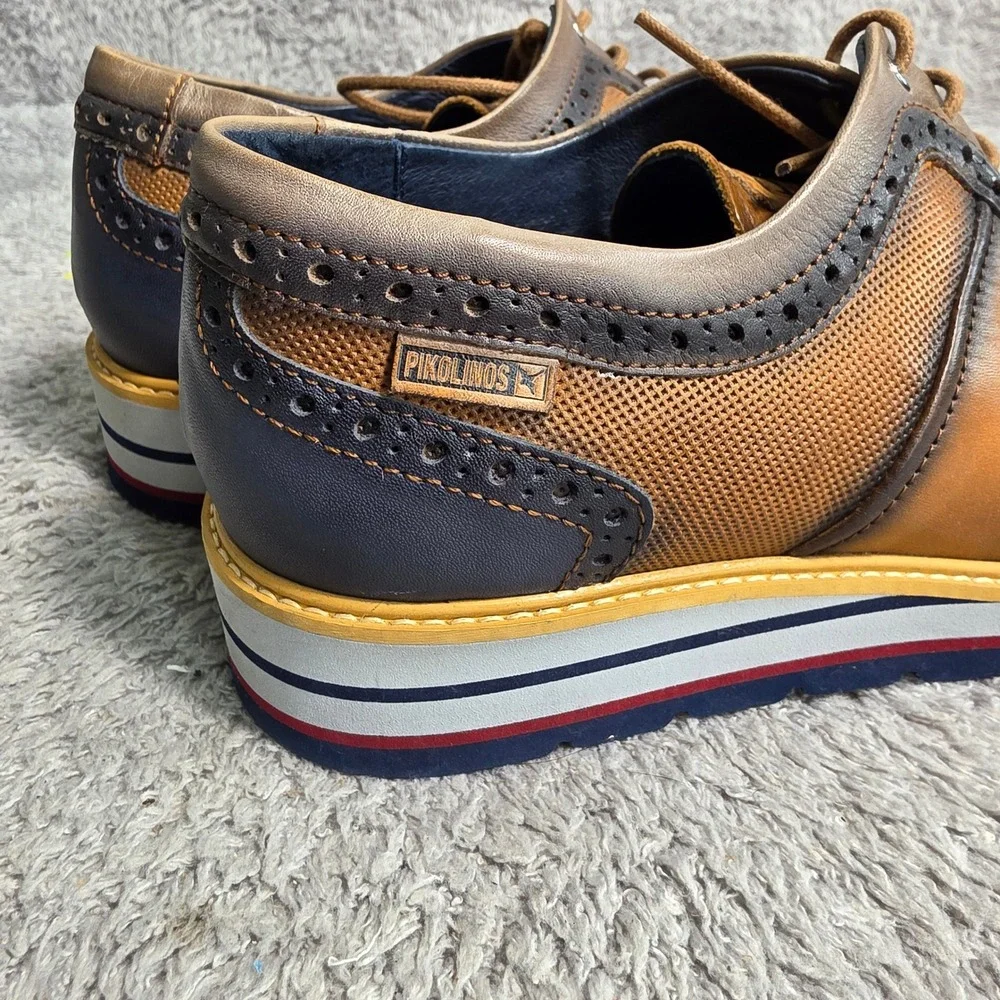 Pikolinos Wingtip Derby Lace UP Loafers Shoes Tan Navy Mens 40  7 Excellent‎
